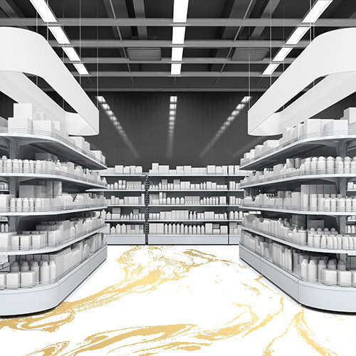 Tapete za pod - Zlatno beli mermer